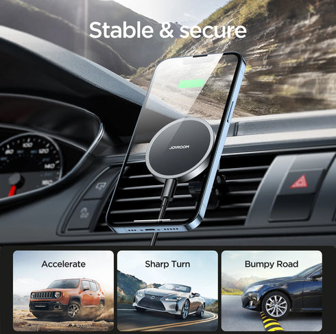 Joyroom 15W Magnetic Wireless Car Charger With LED Ring and MagSafe (For Air Vent) (JR-ZS240)