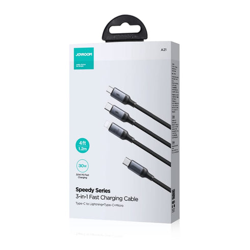 Joyroom 3.5A 3-in-1 Charging Cable - Type-C Port Supported