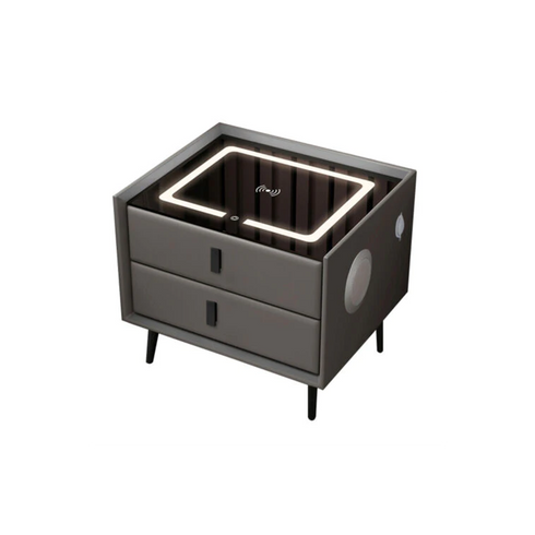 Luxsuite Smart Bedside Table White LED Cabinet Storage Nightstand Bedroom Modern