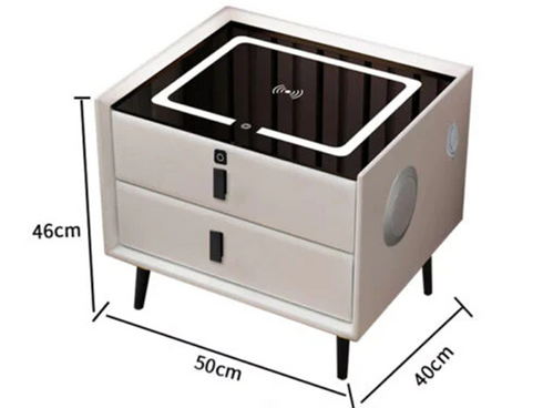 Luxsuite Smart Bedside Table White LED Cabinet Storage Nightstand Bedroom Modern