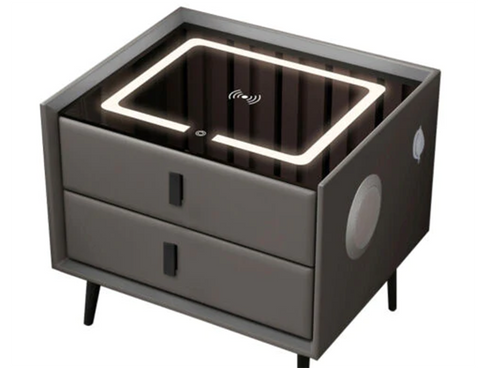 Luxsuite Smart Bedside Table White LED Cabinet Storage Nightstand Bedroom Modern