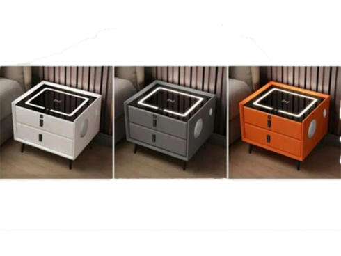Luxsuite Smart Bedside Table White LED Cabinet Storage Nightstand Bedroom Modern