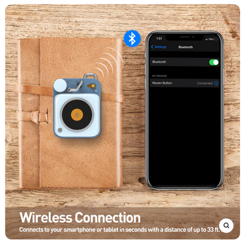 MUZEN Button Mini Portable Wireless Bluetooth Speaker-Berry Blue