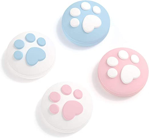 New Colour GeekShare 4PCS Silicone Cat Paw JoyCon Thumb Grip Set Joystick Caps Compatible with Switch / OLED / Switch Lite (Pink-Blue)