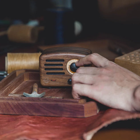 MUZEN OTR Portable Retro FM Radio Bluetooth Speaker-Walnutwood