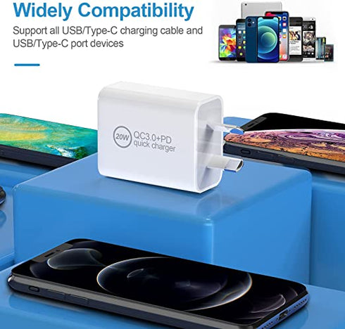 20W PD+QC 3.0 Fast Charger Wall Adapter