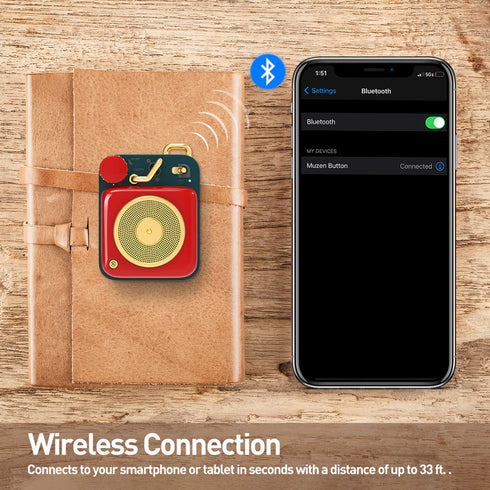 MUZEN Button Mini Portable Wireless Bluetooth Speaker-Scarlet Red