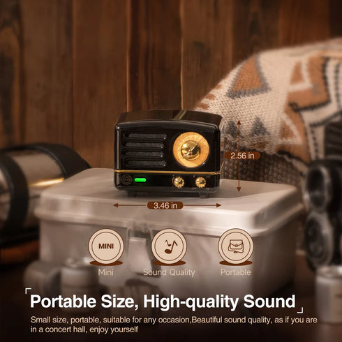 MUZEN OTR Metal Portable FM Radio Bluetooth Speaker-Black