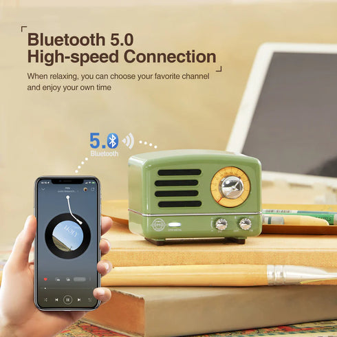 MUZEN OTR Metal Portable FM Radio Bluetooth Speaker-Green