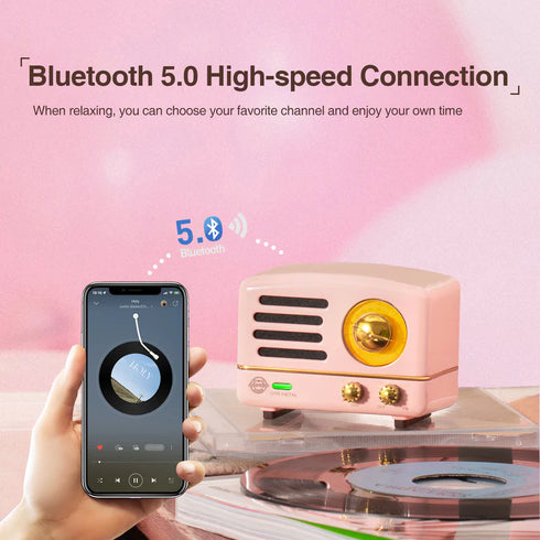 MUZEN OTR Metal Portable FM Radio Bluetooth Speaker-Pink