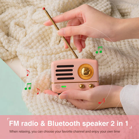 MUZEN OTR Metal Portable FM Radio Bluetooth Speaker-Pink