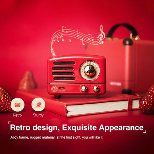 MUZEN OTR Metal Portable FM Radio Bluetooth Speaker-Red