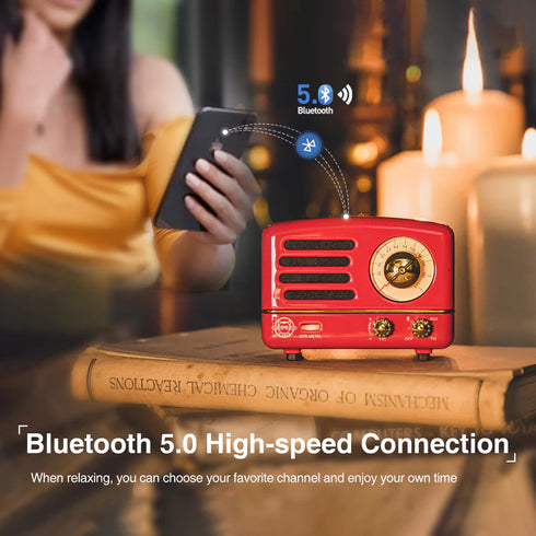 MUZEN OTR Metal Portable FM Radio Bluetooth Speaker-Red