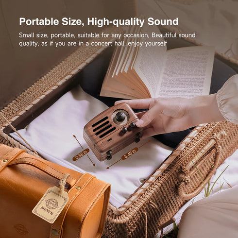 MUZEN OTR Portable Retro FM Radio Bluetooth Speaker-Walnutwood